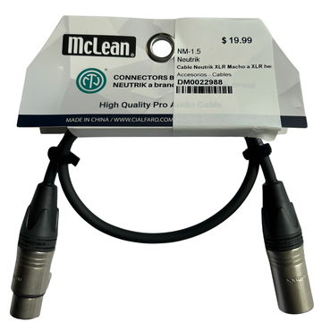 Cable Neutrik XLR Macho a XLR hembra NC3FXX-D - NC3MXX-D YME220 1.5FT