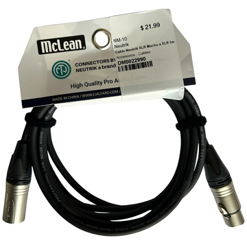 Cable Neutrik XLR Macho a XLR hembra NC3FXX-D - NC3MXX-D YME220 10FT
