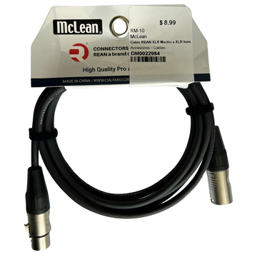 Cable REAN XLR Macho a XLR hembra RC3F-D - RC3M-D YME220 10FT
