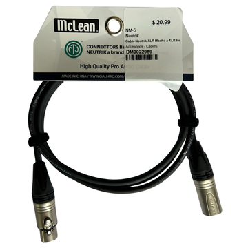 Cable Neutrik XLR Macho a XLR hembra NC3FXX-D - NC3MXX-D YME220 5FT
