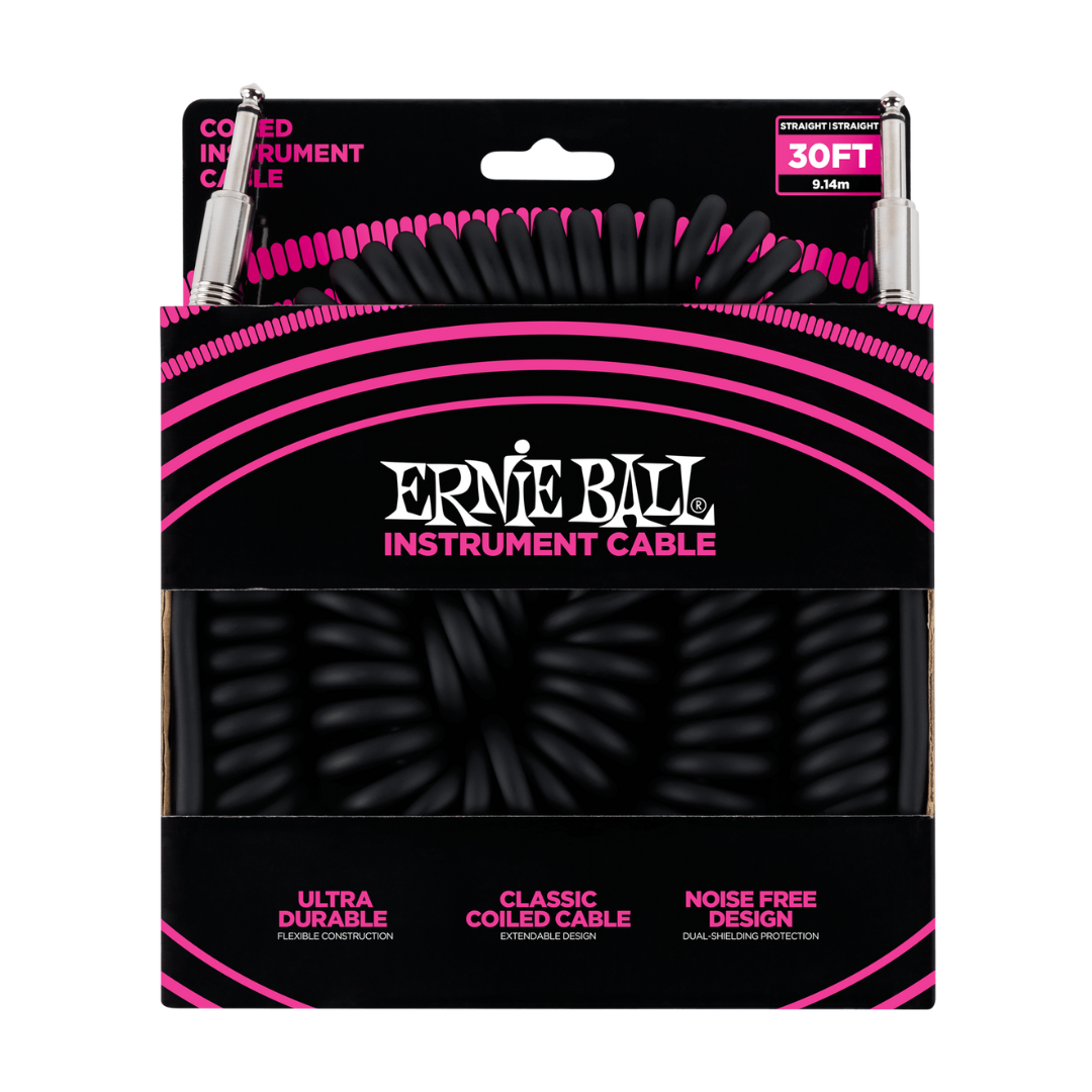 Coiled Instrument Cable Straight/Straight 30ft - Black