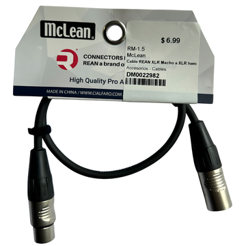 Cable REAN XLR Macho a XLR hembra RC3F-D - RC3M-D YME220 1.5FT