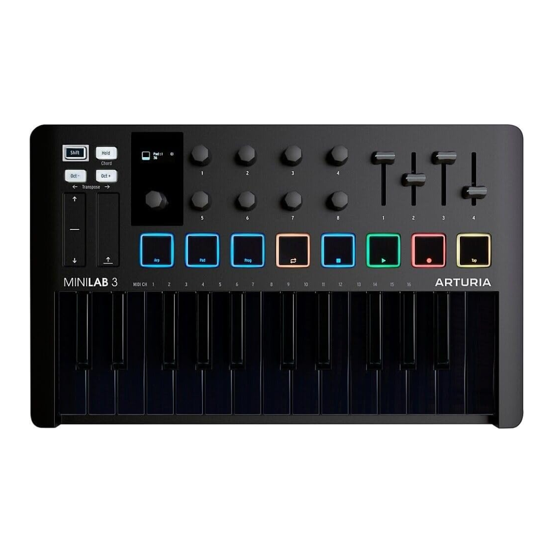 Controlador De Tecla Delgada Arturia Minilab 3 25, Negro Oscuro