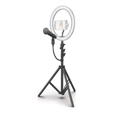 Stand Con Micrófono Y Halo Light De 10 Plg.Para Telefonos Inteligentes