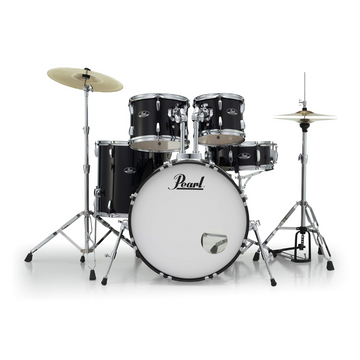 Batería Acústica 5 Piezas Serie Roadshow Bombo de 22 Plg Stand y Platillos, Jet Negra