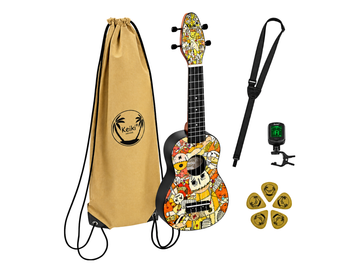 Pack De Ukelele Soprano Keiki-Voodoo Puppet, Gymbag, H-Tuner, Uñas Y Strap