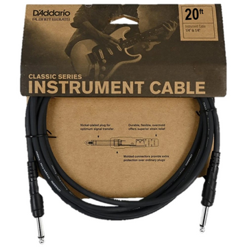 Cable Para Instrumento Plug 1/4 - 1/4 Plg 20 Pies Negro