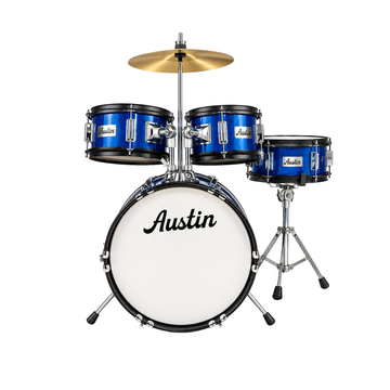 Batería Acústica para niños de 5 Piezas incluye banquillo y platillos, Color Azul