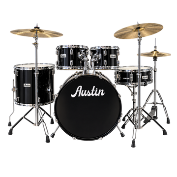 Batería Acústica de 5 Piezas incluye banquillo y platillos, Color Negro