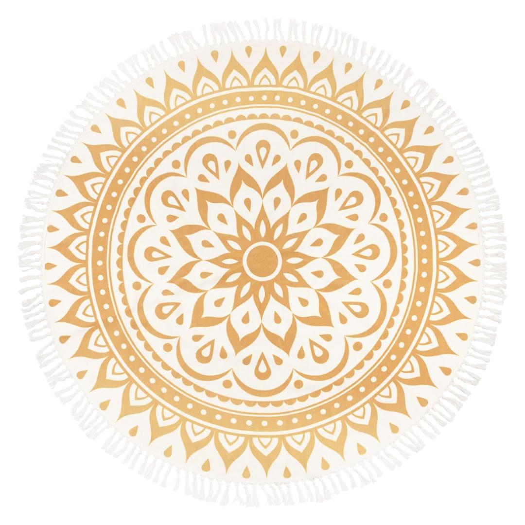 Alfombra para Meditación – Oro Vintage, Diseño Floral