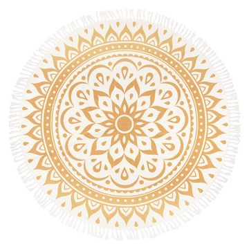 Alfombra para Meditación – Oro Vintage, Diseño Floral