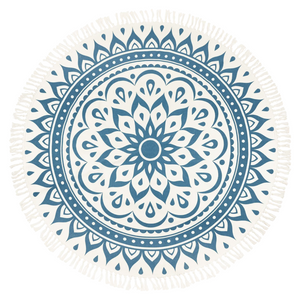 Alfombra para Meditación – Azul Marino, Diseño Floral
