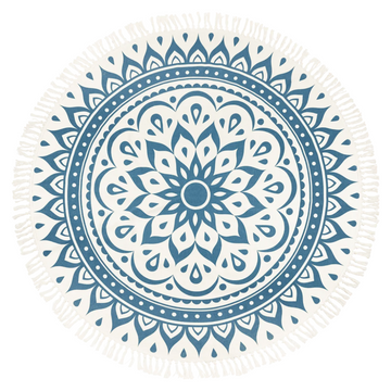 Alfombra para Meditación – Azul Marino, Diseño Floral