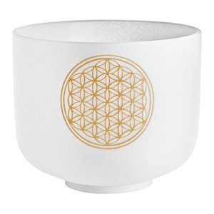 Cuenco de Cuarzo de 8" – Flor de la Vida, 128 Hz