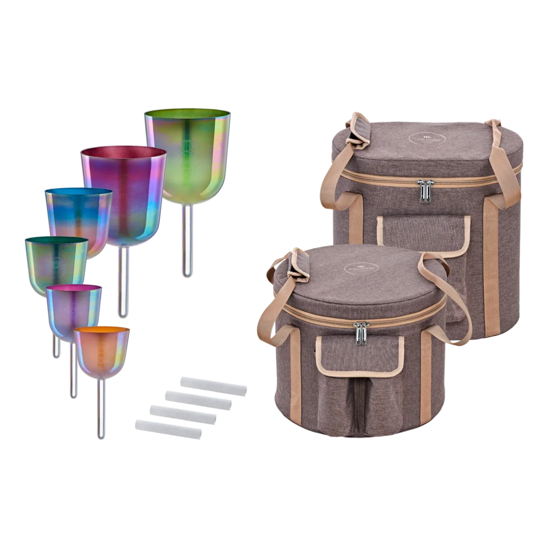Set de 6 Cuencos de Cristal Esencia Solfeggio