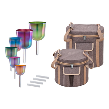 Set de 6 Cuencos de Cristal Esencia Solfeggio