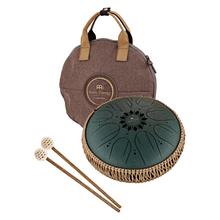 Tambor Metálico de Lengüetas 10" – Octava Media, Fa# Menor, 8 Notas, 432 Hz, Verde Oscuro