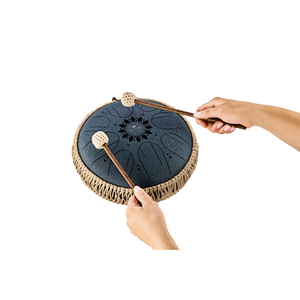 Tambor Metálico de Lengüetas 10" – Octava Media, Do Menor, 8 Notas, 432 Hz, Azul Marino
