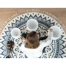 Alfombra para Meditación – Azul Marino, Diseño Floral